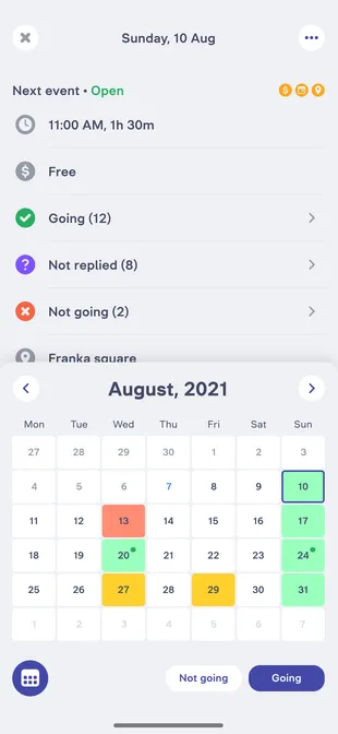 GameOn app screen: Easy scheduling